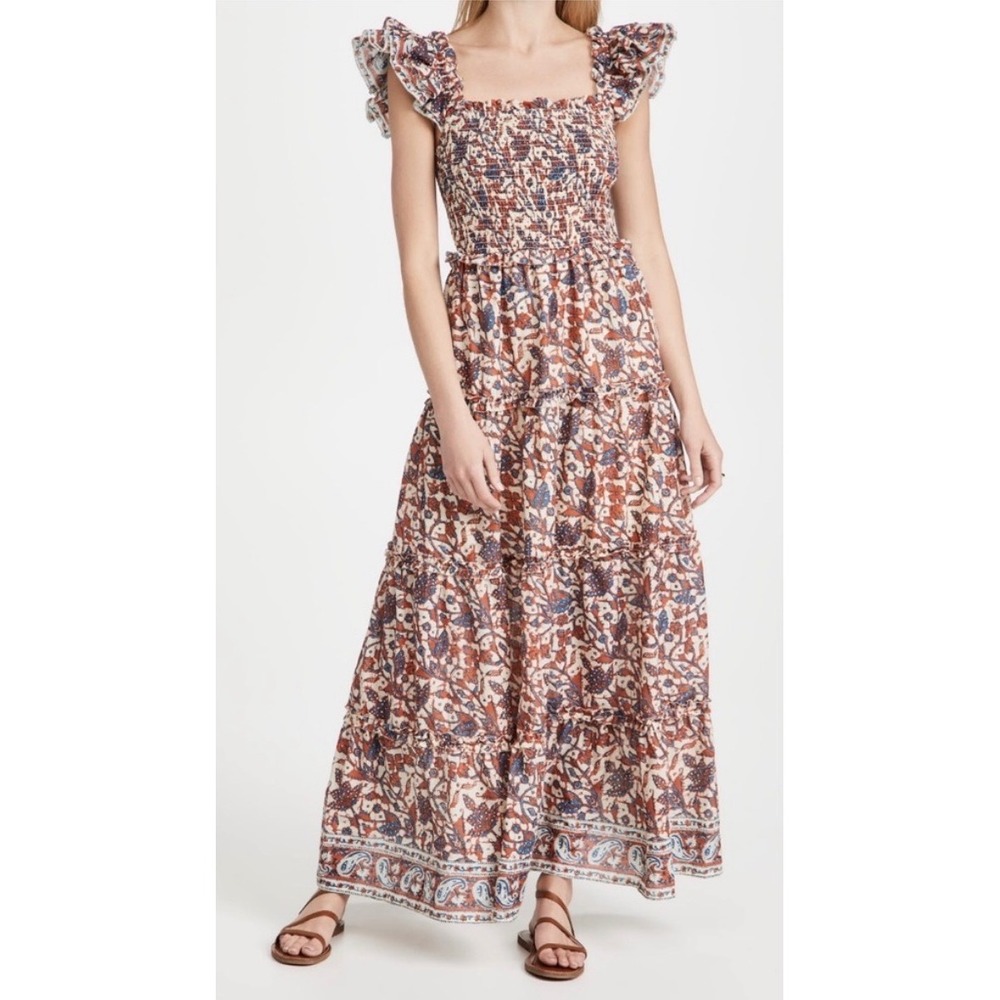 Love the Label Bouquet Tiered Maxi Dress Womens M Floral Cottage Romantic